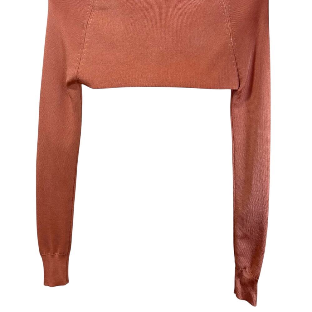 Cult Gaia NWT Women's 'Alice' Cropped Top Cardigan Knit Cantaloupe Orange Small - Picture 10 of 12